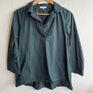 Hinson Wu Green 3/4 Sleeve Collared Blouse Size 6